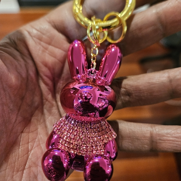 Rhinestone Pink Bunny Key Chain/Handbag Charm - Picture 8 of 9